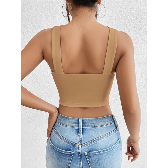 Minimalist 90s Crisscross Crop Halter Top tank black - Picture 6 of 11